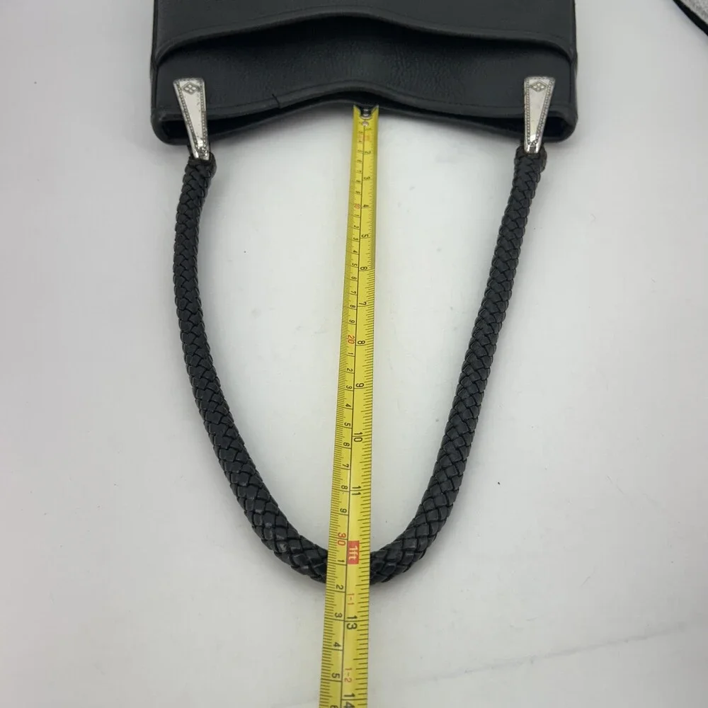 Vtg Brighton Hobo Bag Womens Medium Leather Braided Strap Croc Shoulder Purse